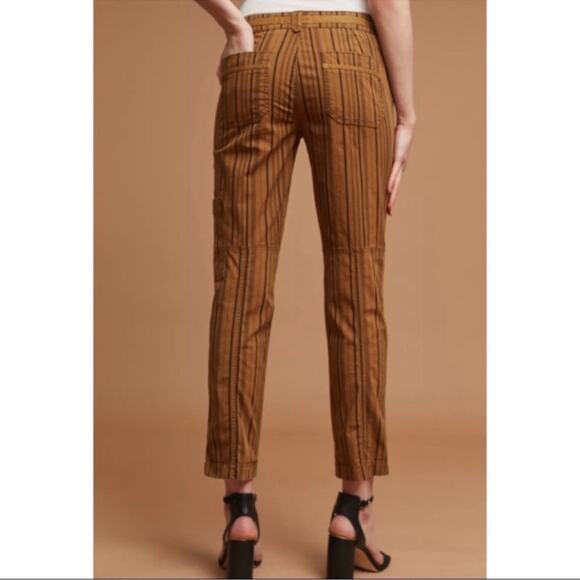 Anthropologie Hei Hei The Wanderer Striped Slim Cargo Pants Brown/Black Size 25 - Picture 4 of 13